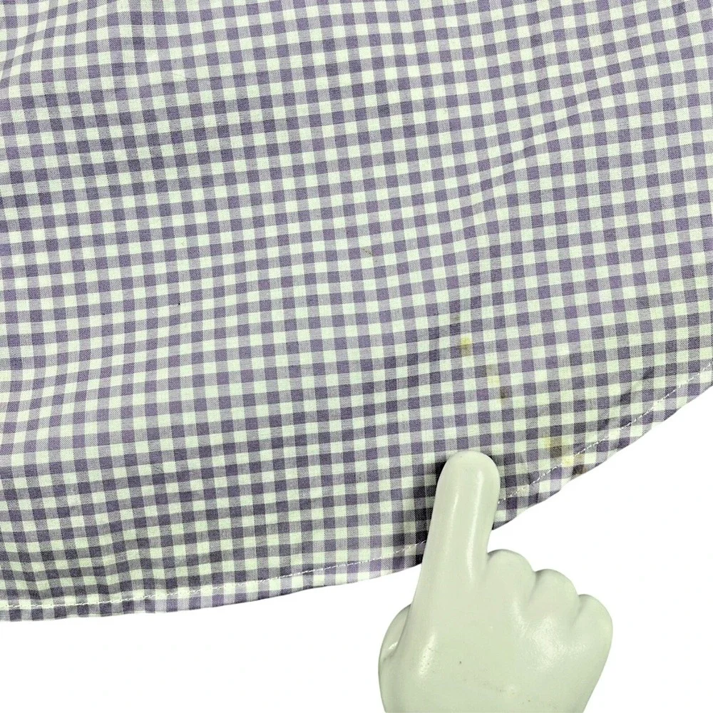 Ralph Lauren Natural Stretch Button Down Boy's‎ M (10-12) Gingham Check *Flaw